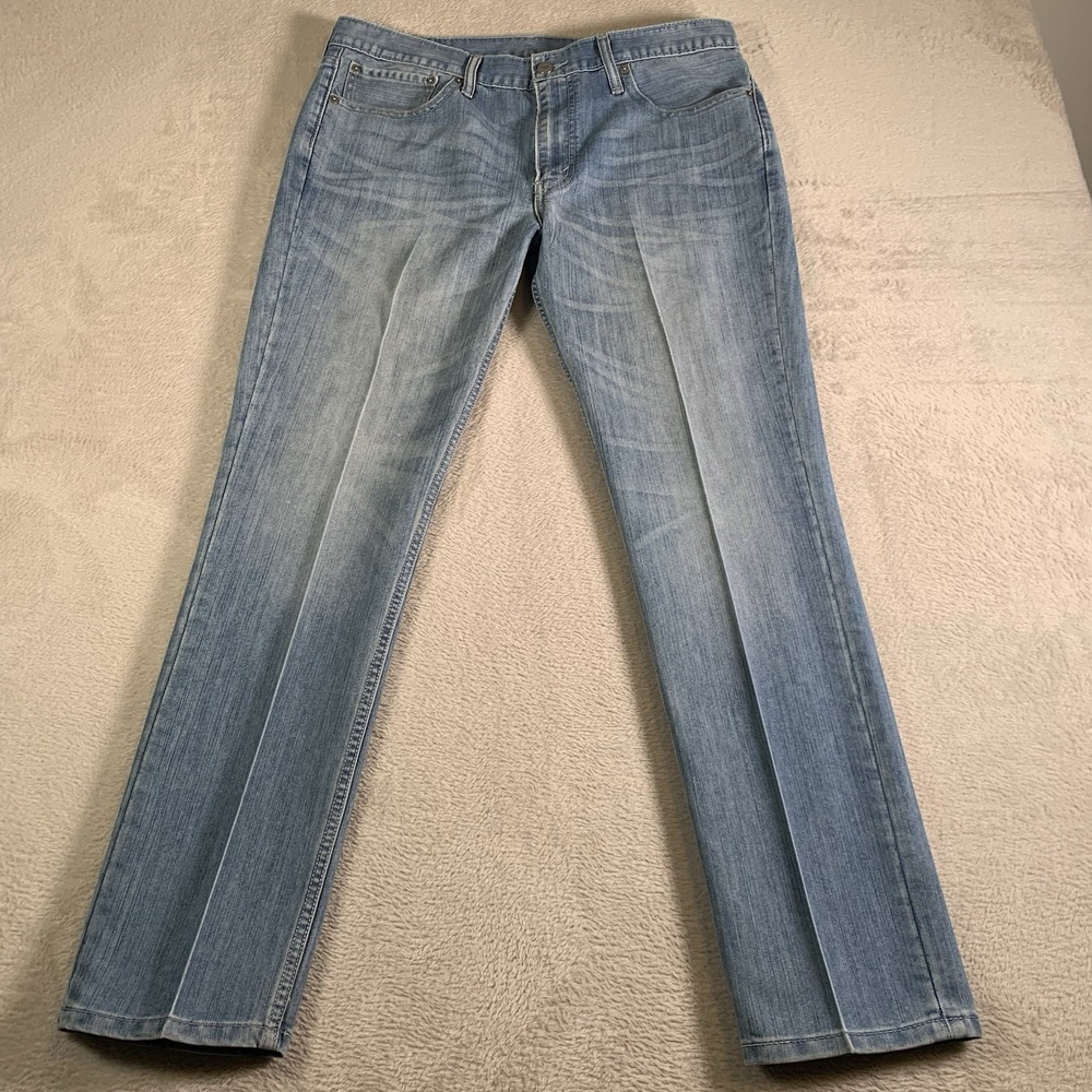 Levis 511 Jeans Mens 36x32 Blue Denim Stretch Tapered Leg Mid Rise Light Wash